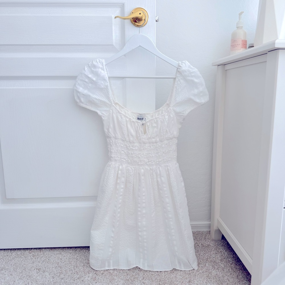 Aritzia Cream Puff Sleeve Mini Dress